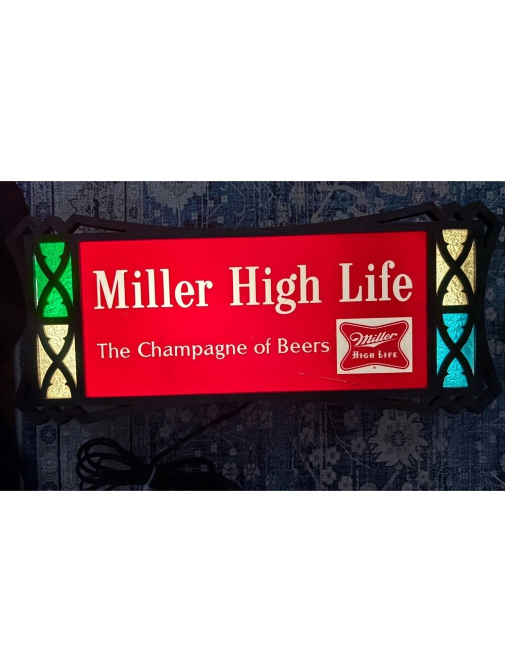 1972 MILLER HIGH LIFE CHAMPAGNE OF BEERS LIGHTED SIGN WALL DISPLAY Works!!!!